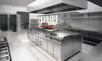 a kitchen with stainless steel appliances